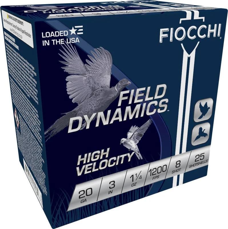 Field Dynamics High Velocity, 20 Gauge, 8 Shot, 3 in, 1 1/4 oz, 1200 fps — 25 Count