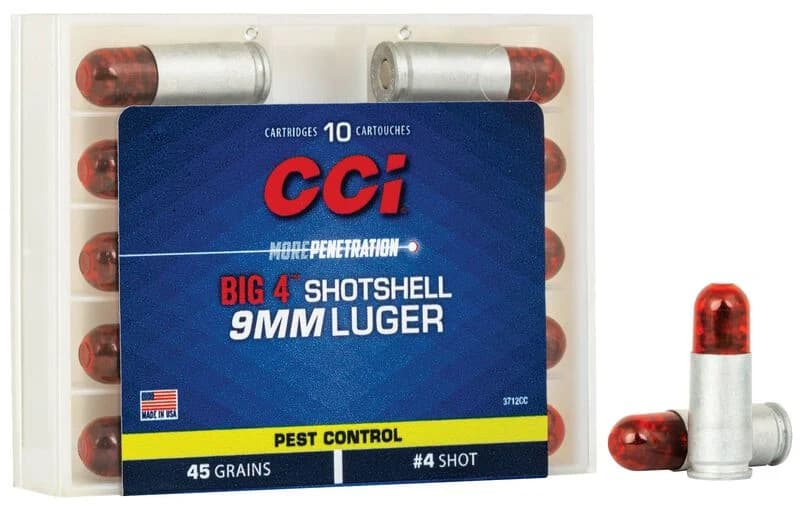 CCI Pest Control Big 4 Shotshell, 9mm Luger, 4 Shot, 1000 fps