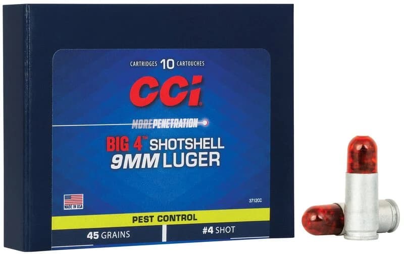 CCI Pest Control Big 4 Shotshell, 9mm Luger, 4 Shot, 1000 fps