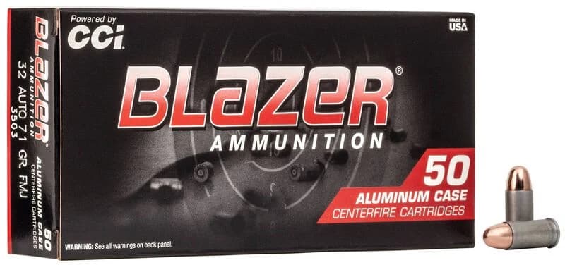 Blazer Aluminum, 32 Auto, 71 Grain, Full Metal Jacket, 900 fps — 50 Count