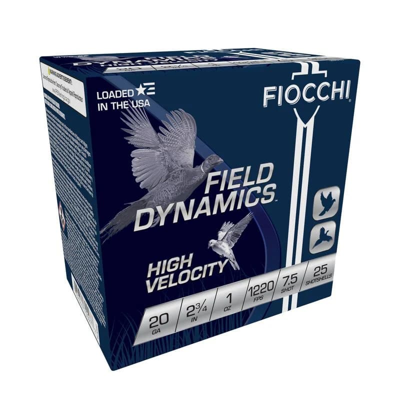 Field Dynamics High Velocity, 20 Gauge, 7.5 Shot, 2-3/4 in, 1 oz, 1220 fps — 25 Count