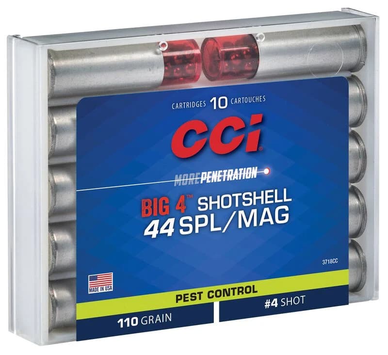 CCI Pest Control Big 4 Shotshell, 44 Spl/Rem Mag, 4 Shot, 1000 fps