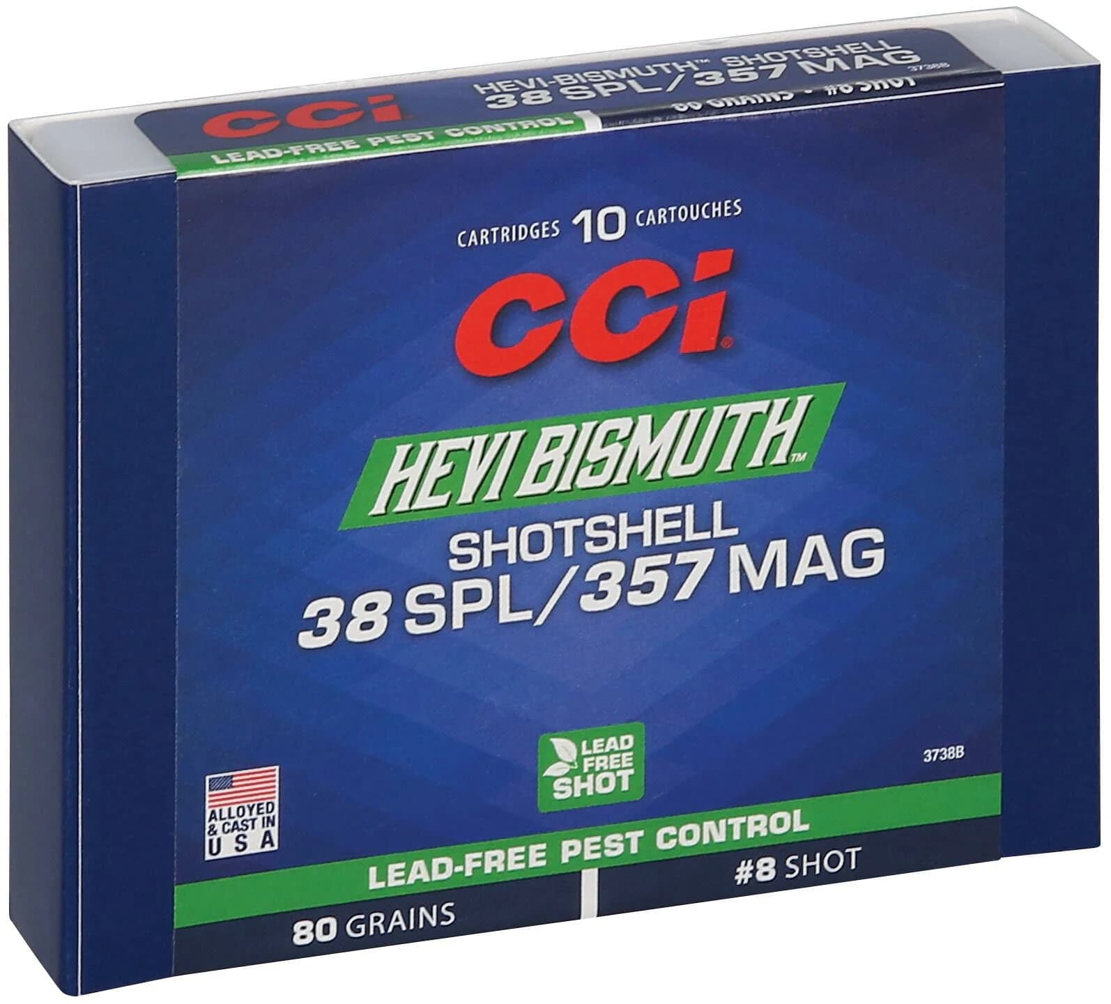 CCI Pest Control Bismuth Shotshell, 38 Spl/357 Mag, 8 Shot, 1100 fps