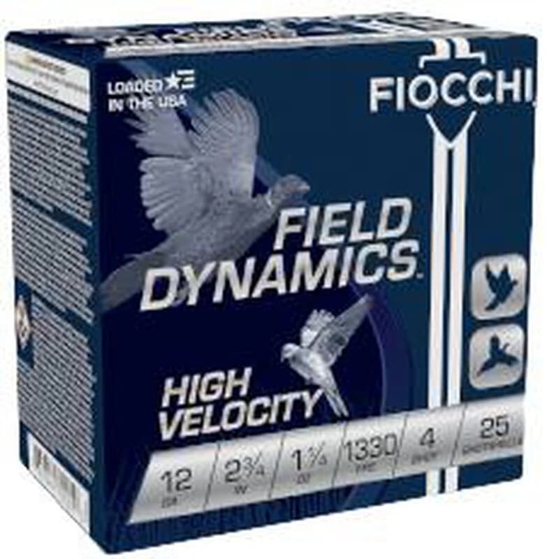 Field Dynamics High Velocity, 12 Gauge, 4 Shot, 2-3/4 in, 1 1/4 oz, 1330 fps — 25 Count
