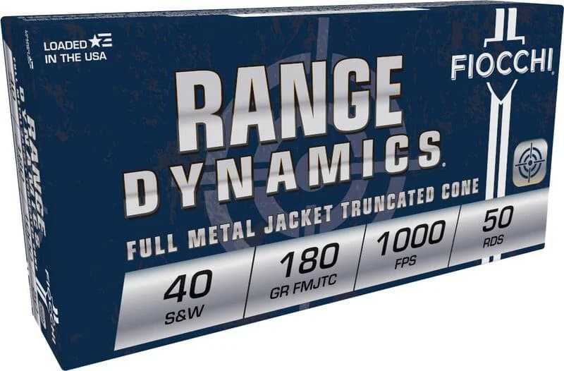 Range Dynamics Handgun, 40 S&W, 180 Grain, Full Metal Jacket Truncated Cone, 1000 fps — 50 Count