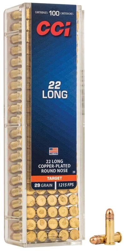 22 Long, 22 Long, 29 Grain, Copper Plated Round Nose, 1215 fps — 100 Count