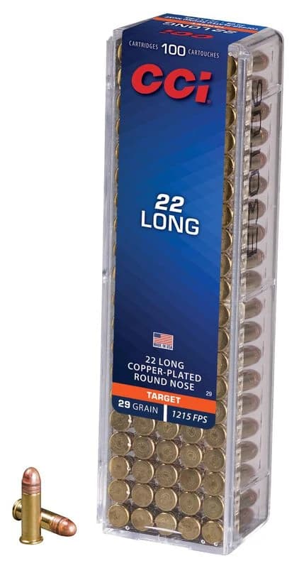 CCI 22 Long, 22 Long, 29 Grain, Copper Plated Round Nose, 1215 fps