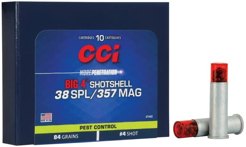 Pest Control Big 4 Shotshell, 38 Spl/357 Mag, 4 Shot, 1000 fps — 10 Count