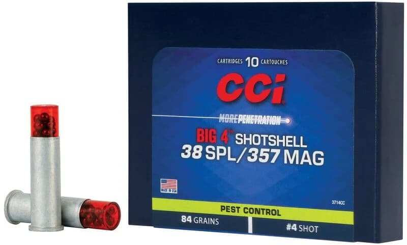 CCI Pest Control Big 4 Shotshell, 38 Spl/357 Mag, 4 Shot, 1000 fps