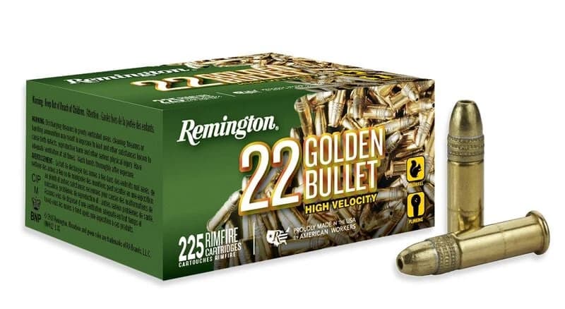 Remington 22 Golden Bullet, 22 LR, 36 Grain, Brass Plated Hollow Point, 1280 fps