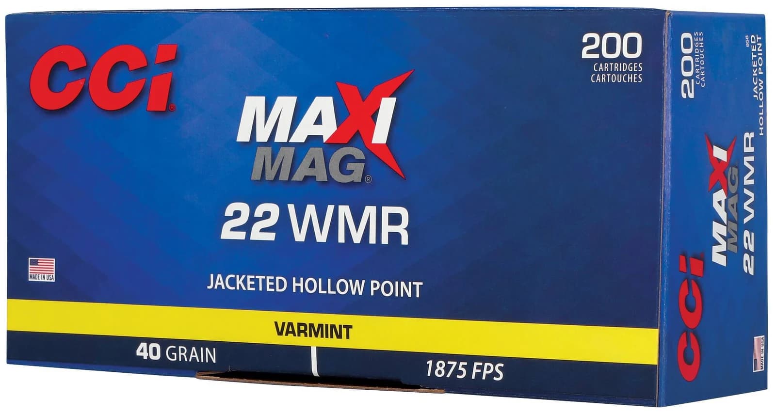Maxi-Mag, 22 WMR, 40 Grain, Jacketed Hollow Point, 1875 fps — 200 Count