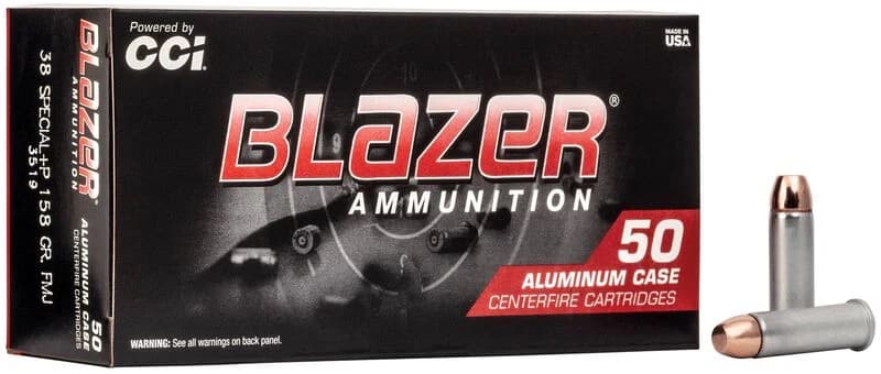 Blazer Aluminum, 38 Special +P, 158 Grain, Full Metal Jacket, 850 fps — 50 Count