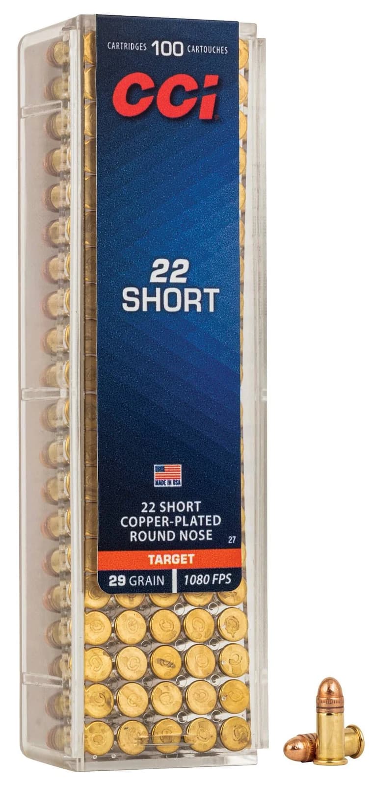 Short CPRN, 22 Short, 29 Grain, Lead Round Nose, 1080 fps — 100 Count