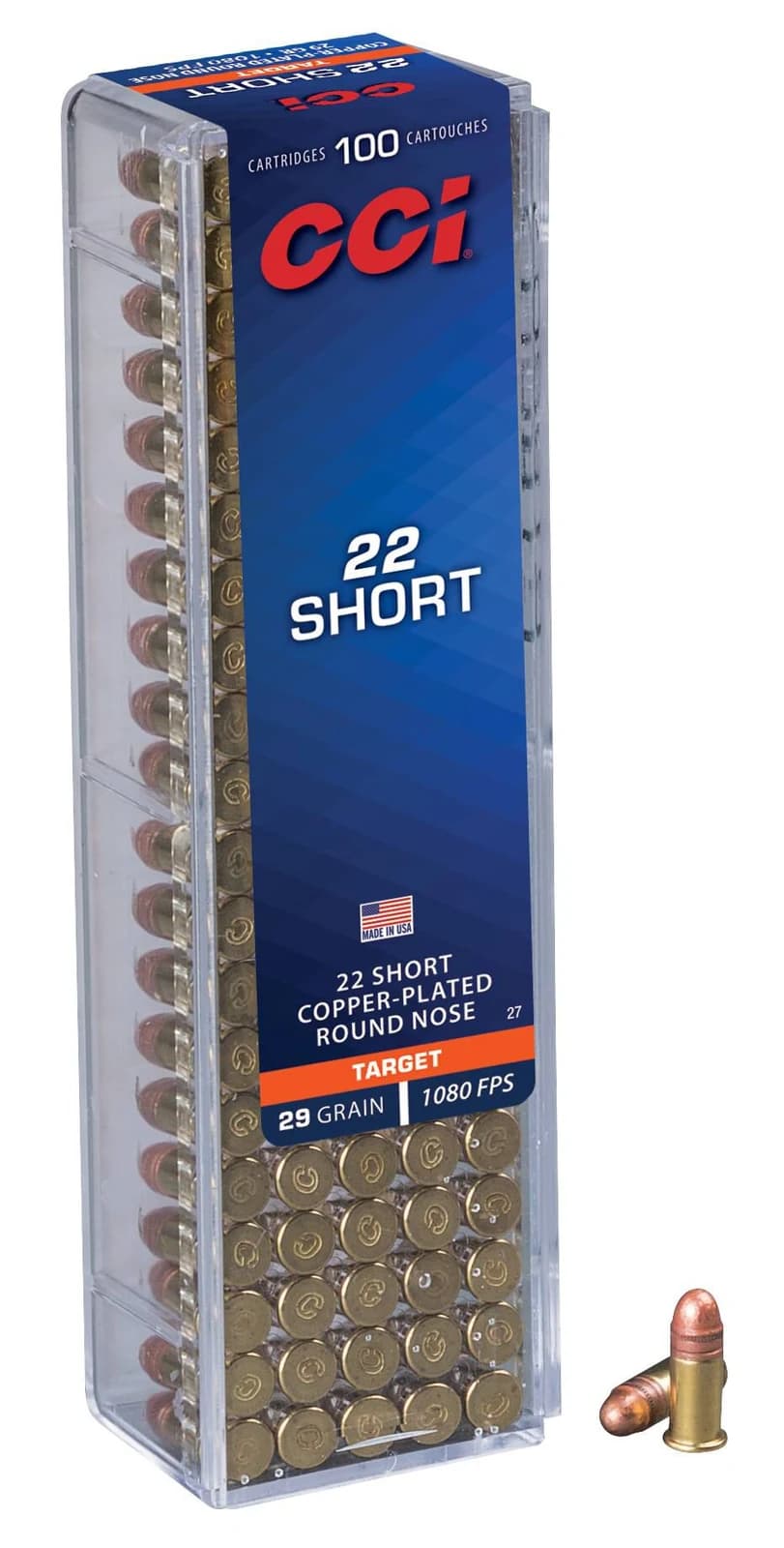 CCI Short CPRN, 22 Short, 29 Grain, Lead Round Nose, 1080 fps