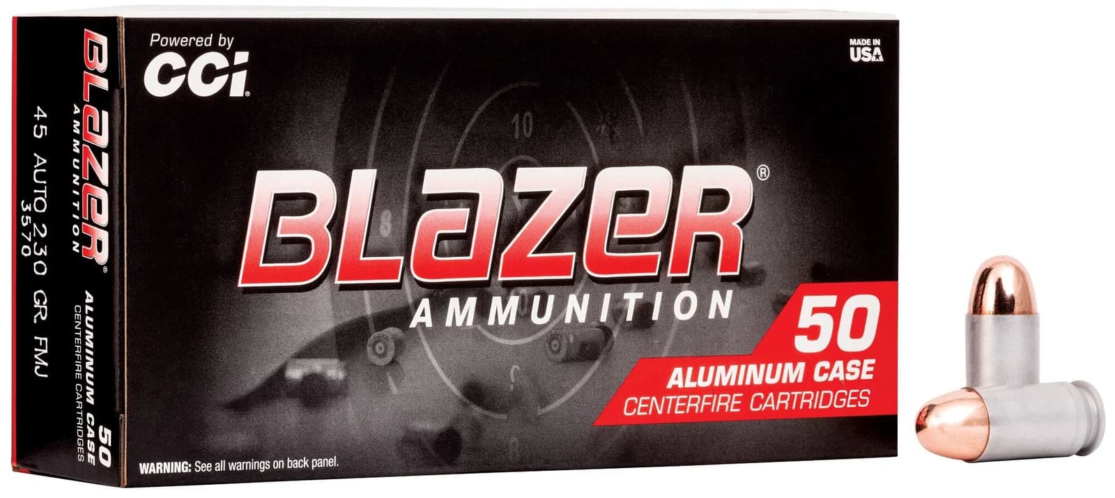 Blazer Aluminum, 45 ACP, 230 Grain, Full Metal Jacket, 845 fps — 50 Count
