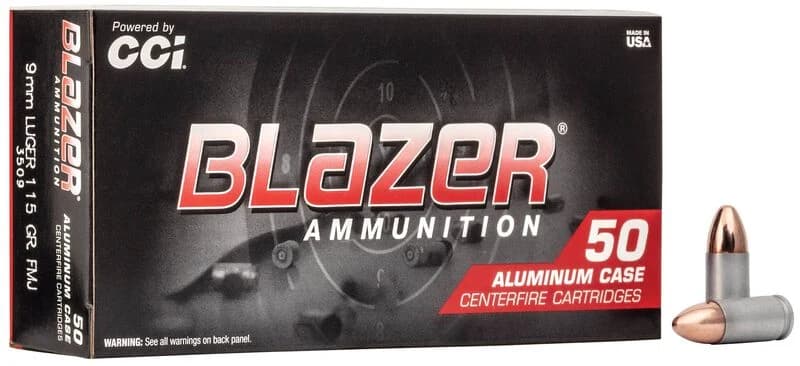 CCI Blazer Aluminum, 9mm Luger, 115 Grain, Full Metal Jacket, 1145 fps