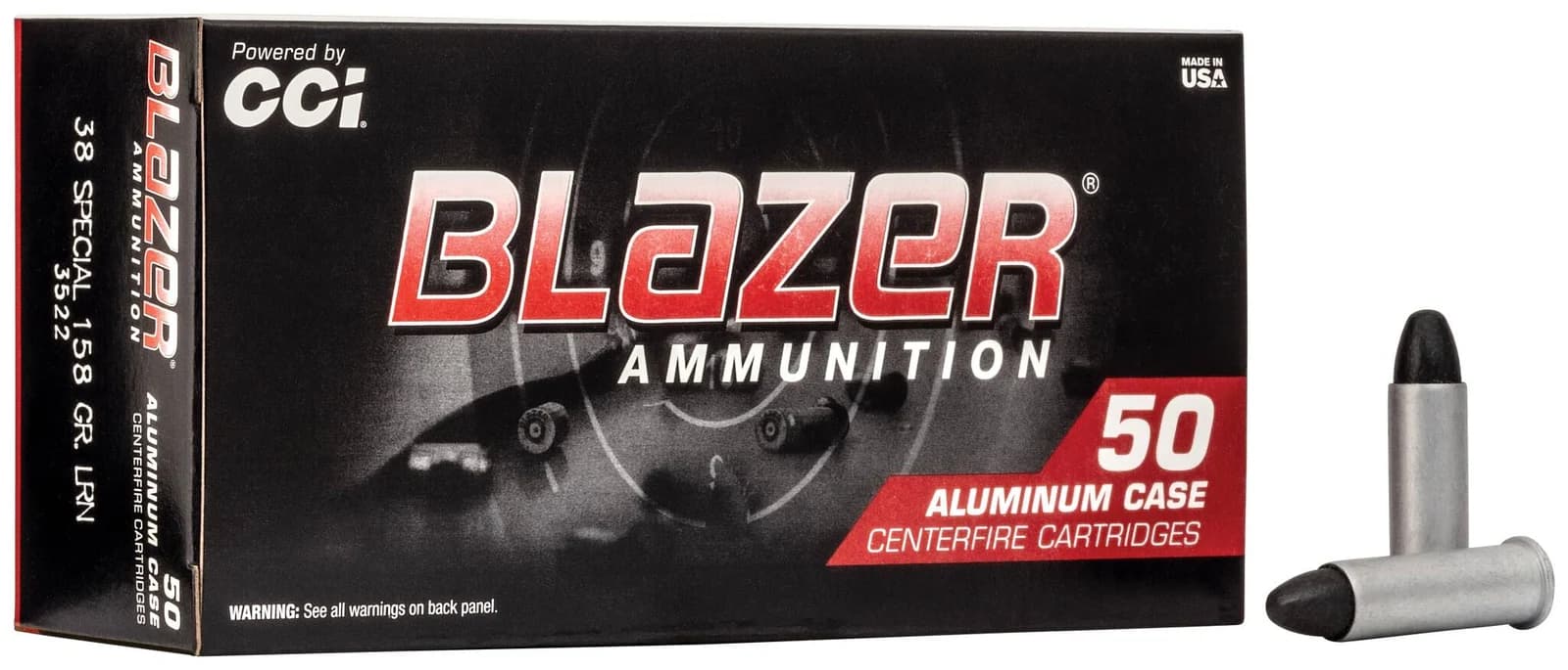Blazer Aluminum, 38 Special, 158 Grain, Lead Round Nose, 755 fps — 50 Count