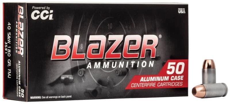 Blazer Aluminum, 40 S&W, 180 Grain, Full Metal Jacket, 985 fps — 50 Count