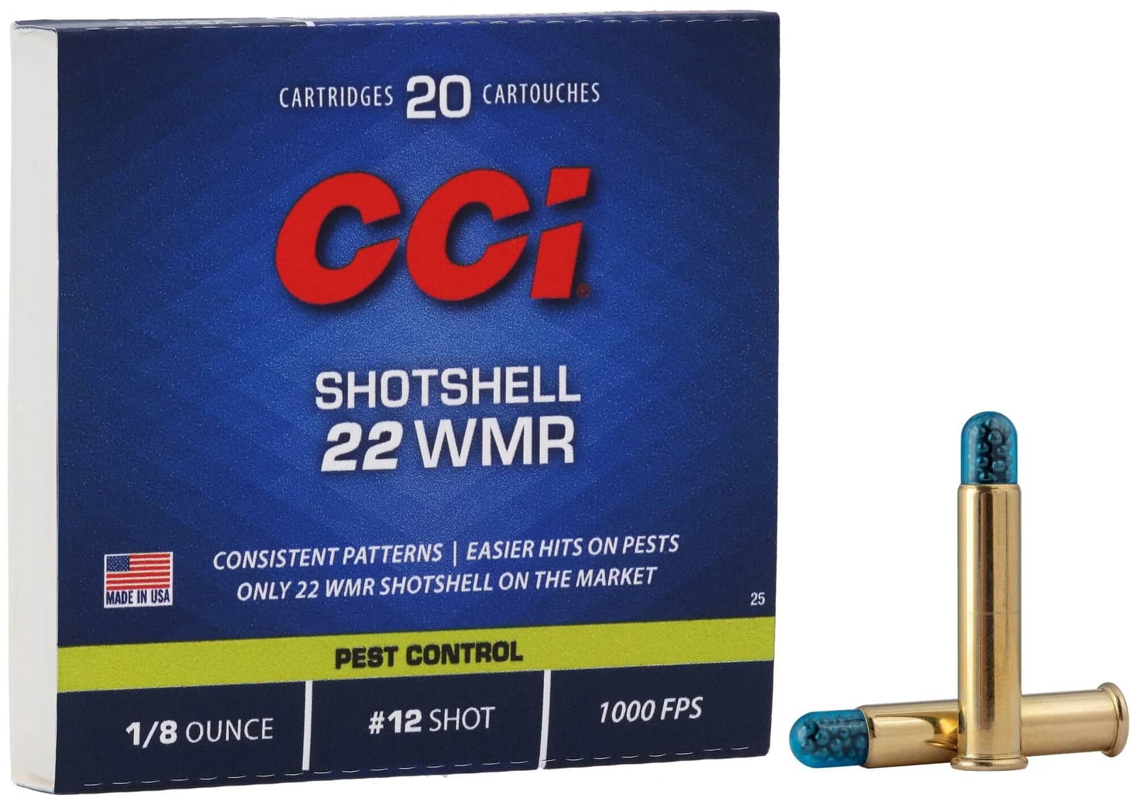 CCI Rimfire Shotshell, 22 WMR, 12 Shot, 1000 fps
