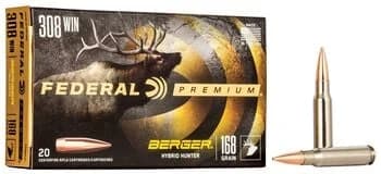 Berger Hybrid Hunter, 308 Winchester, 168 Grain, Berger, 2700 fps — 20 Count