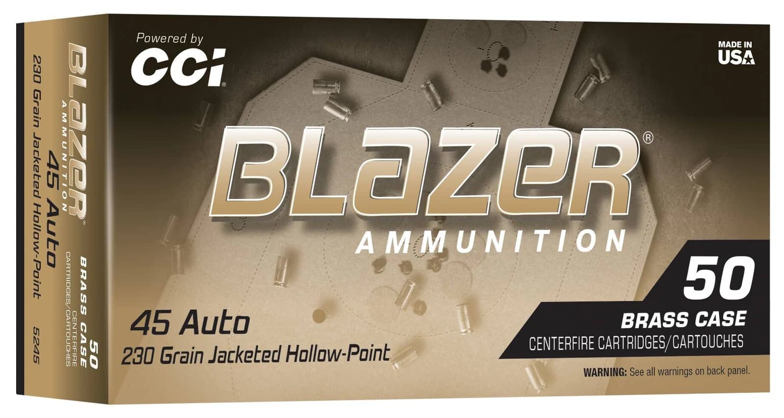 Blazer Brass HP, 45 ACP, 230 Grain, Jacketed Hollow Point, 850 fps — 50 Count