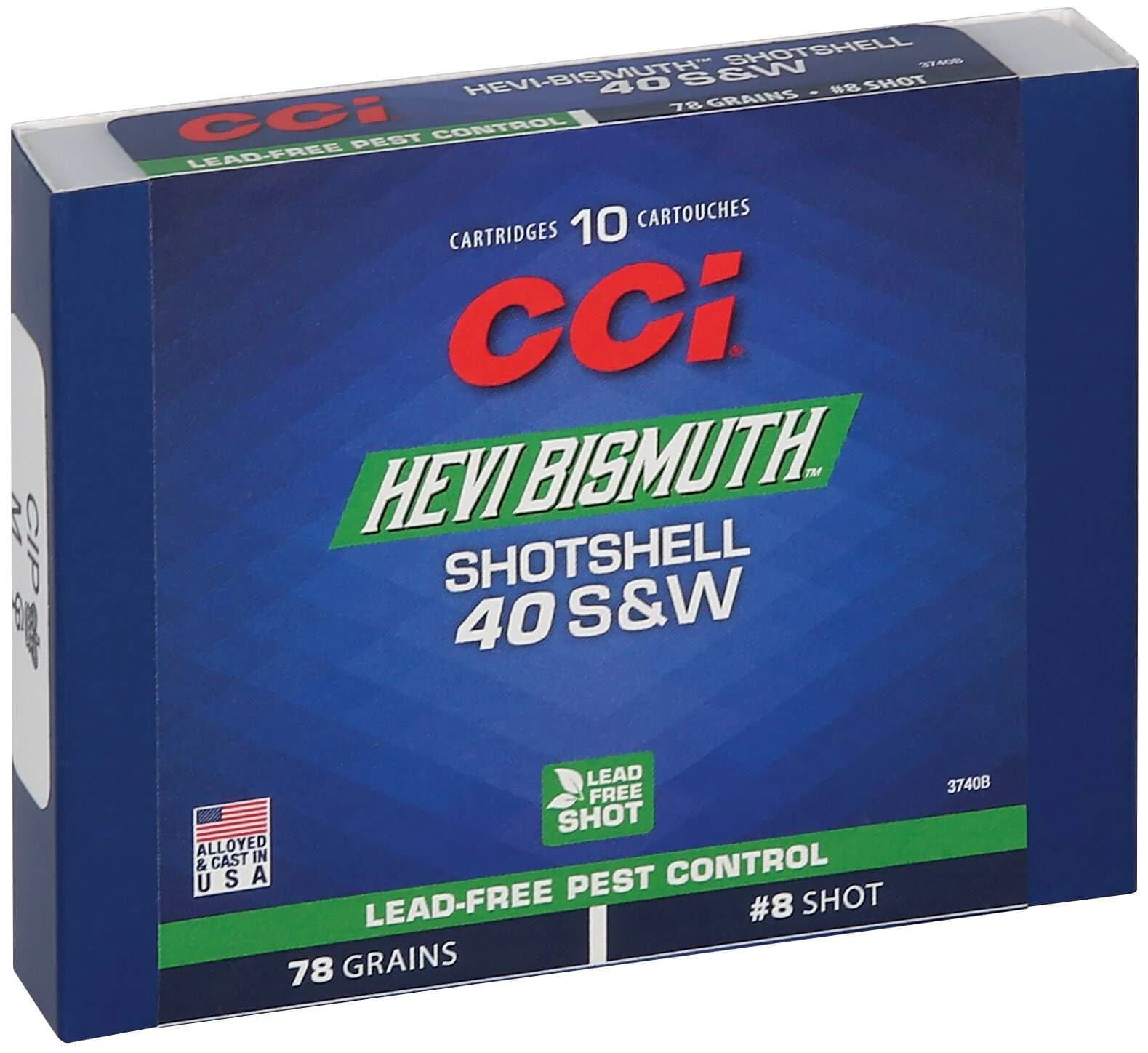 CCI Pest Control Bismuth Shotshell, 40 S&W, 8 Shot, 1300 fps