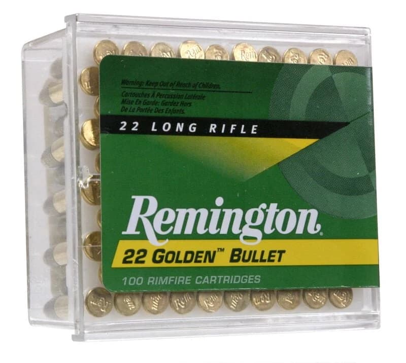 Remington 22 Golden Bullet, 22 LR, 40 Grain, Brass Plated Round Nose, 1280 fps