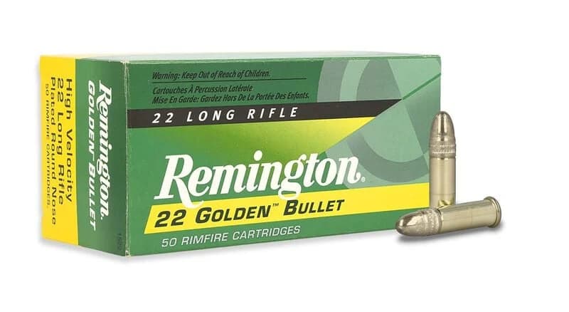 Remington 22 Golden Bullet, 22 LR, 40 Grain, Brass Plated Round Nose, 1280 fps