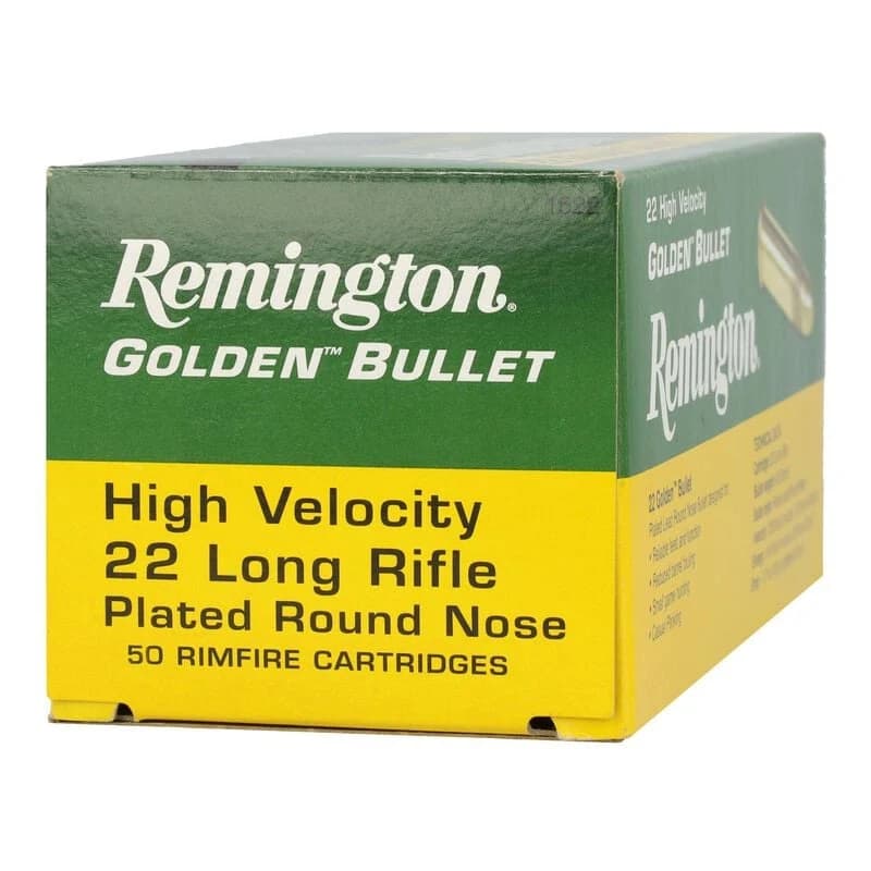 Remington 22 Golden Bullet, 22 LR, 40 Grain, Brass Plated Round Nose, 1280 fps