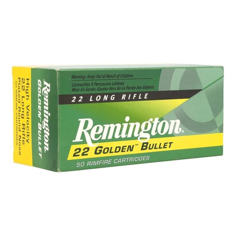 Remington 22 Golden Bullet, 22 LR, 40 Grain, Brass Plated Round Nose, 1280 fps