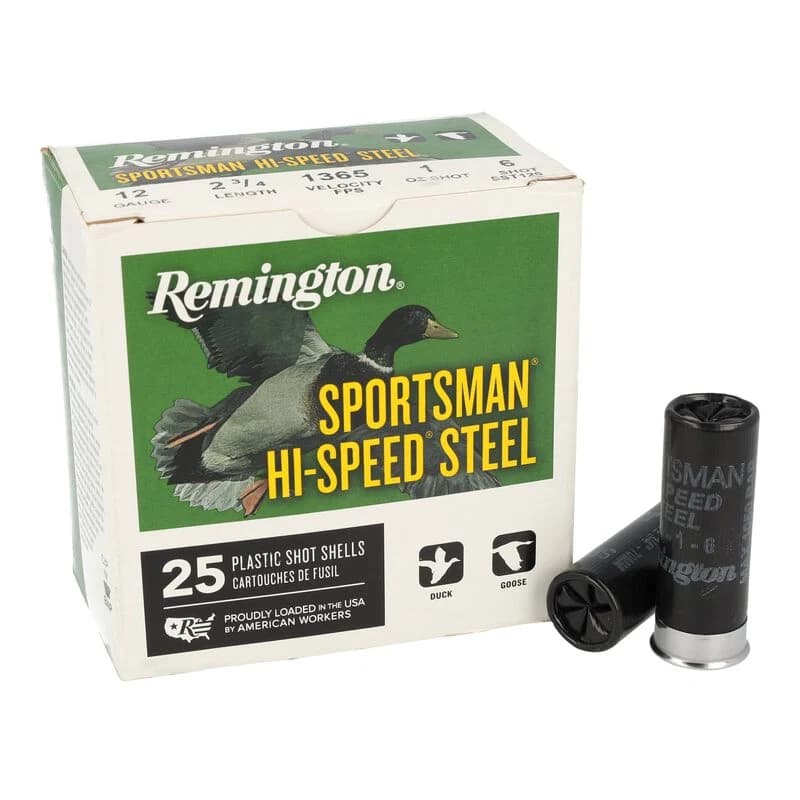 Sportsman Hi-Speed Steel, 12 Gauge, 6 Shot, 2-3/4 in, 1 oz, 1365 fps — 25 Count