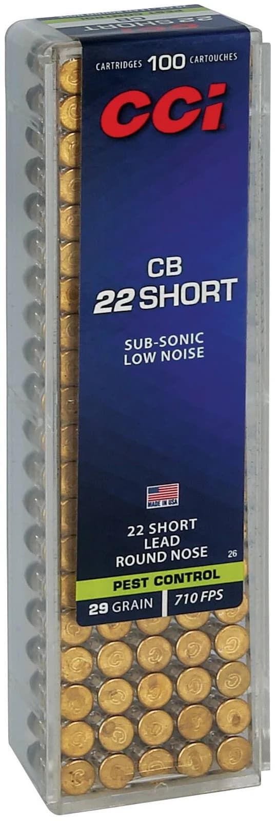 CB, 22 Short, 29 Grain, Lead Round Nose, 710 fps — 100 Count