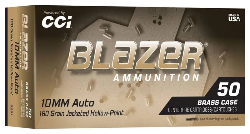 Blazer Brass HP, 10mm Auto, 180 Grain, Jacketed Hollow Point, 1175 fps — 50 Count