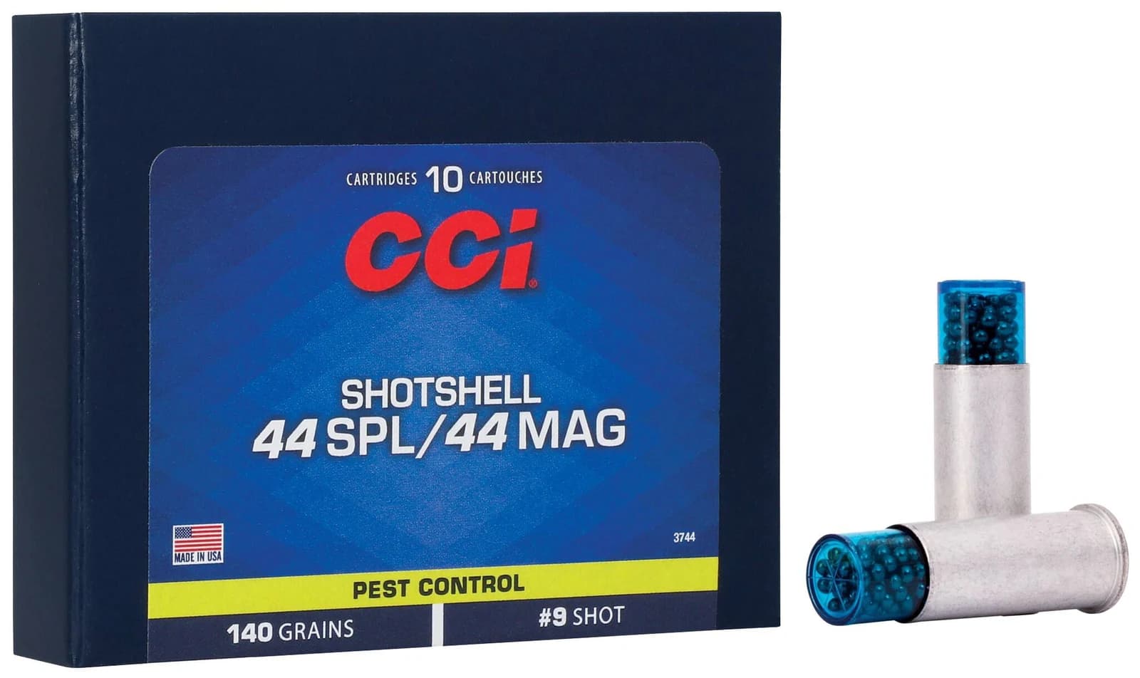 CCI Pest Control Shotshell, 44 Spl/Rem Mag, 9 Shot, 1000 fps
