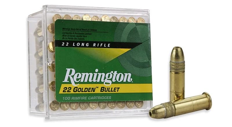Remington 22 Golden Bullet, 22 LR, 36 Grain, Brass Plated Hollow Point, 1280 fps