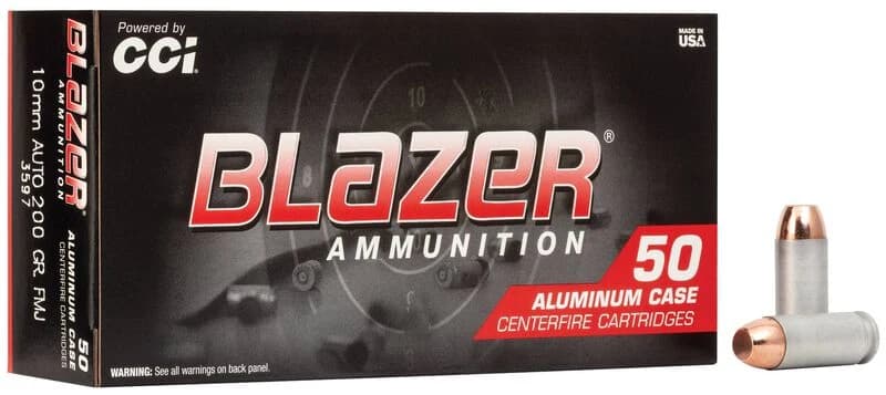 Blazer Aluminum, 10mm Auto, 200 Grain, Full Metal Jacket, 1050 fps — 50 Count