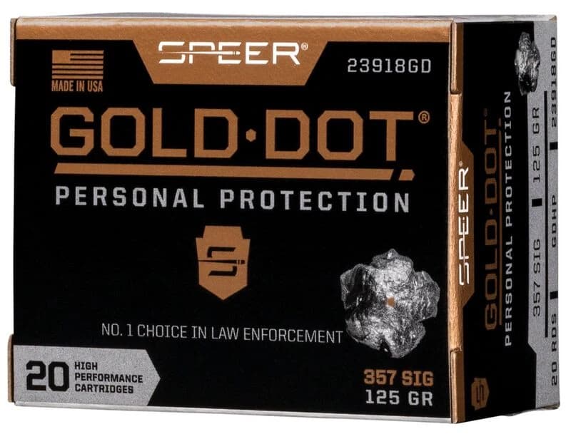 Gold Dot Handgun Personal Protection, 357 Sig, 125 Grain, Gold Dot Hollow Point, 1350 fps — 20 Count