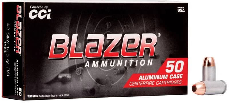 Blazer Aluminum, 40 S&W, 165 Grain, Full Metal Jacket, 1100 fps — 50 Count
