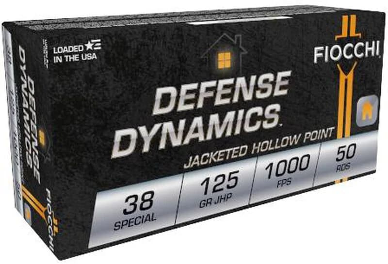 Fiocchi Defense Dynamics, 38 Special, 125 Grain, Jacketed Hollow Point, 1000 fps