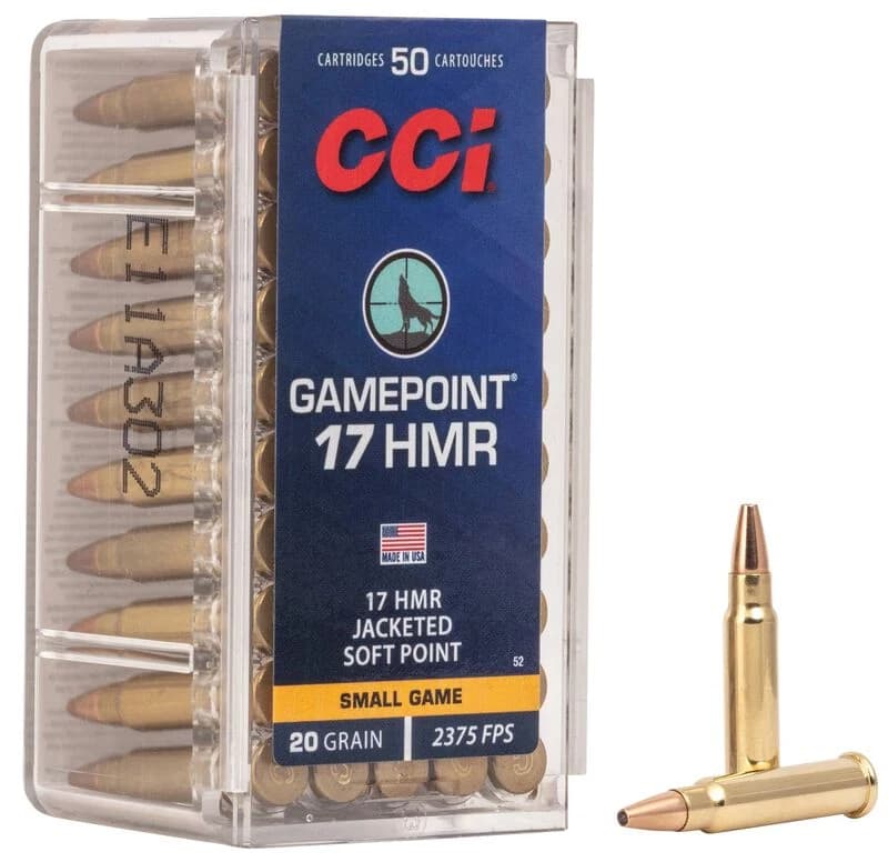 Gamepoint, 17 HMR, 20 Grain, Jacketed Soft Point, 2375 fps — 50 Count