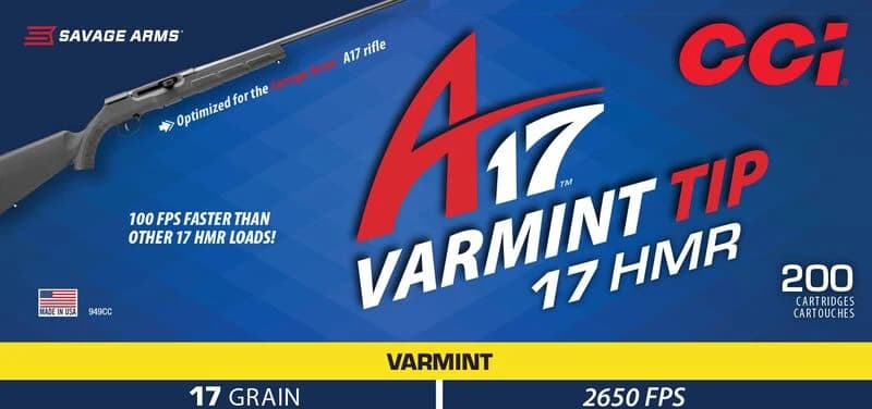 CCI A17, 17 HMR, 17 Grain, Tipped Varmint, 2650 fps