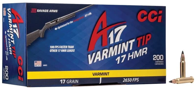 CCI A17, 17 HMR, 17 Grain, Tipped Varmint, 2650 fps