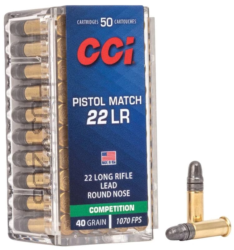 Pistol Match, 22 LR, 40 Grain, Lead Round Nose, 1070 fps — 50 Count