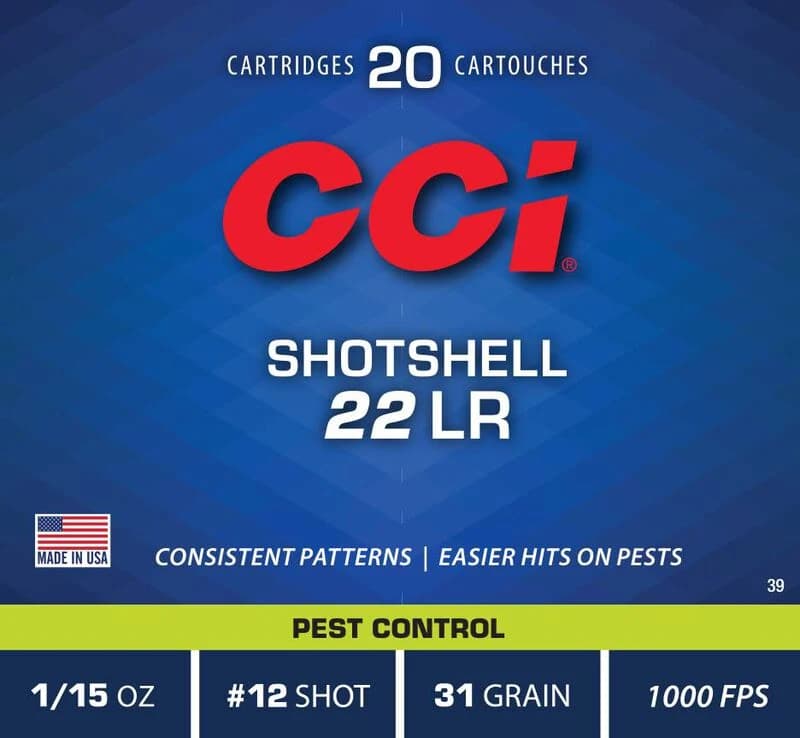 CCI Rimfire Shotshell, 22 LR, 12 Shot, 1000 fps