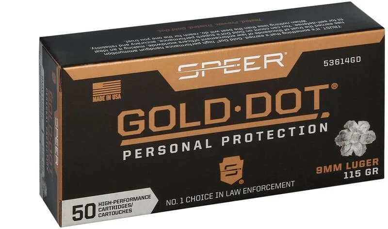 Gold Dot Handgun Personal Protection, 9mm Luger, 115 Grain, Gold Dot Hollow Point, 1210 fps — 50 Count