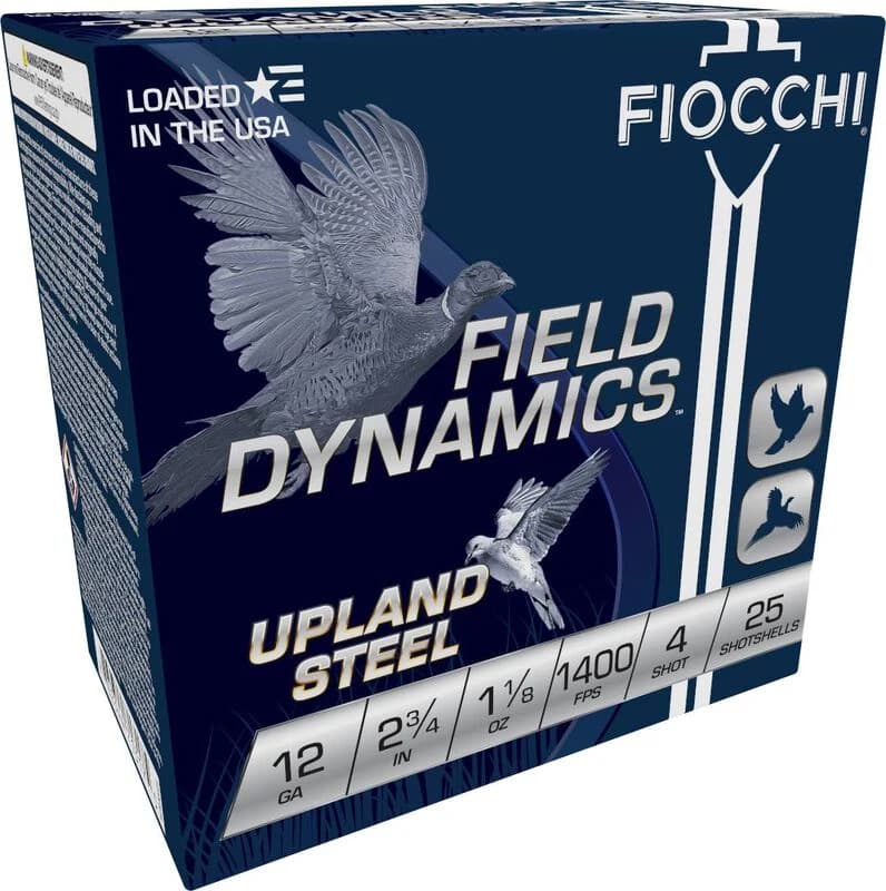Field Dynamics Upland Steel, 12 Gauge, 4 Shot, 2-3/4 in, 1 1/8 oz, 1400 fps — 25 Count