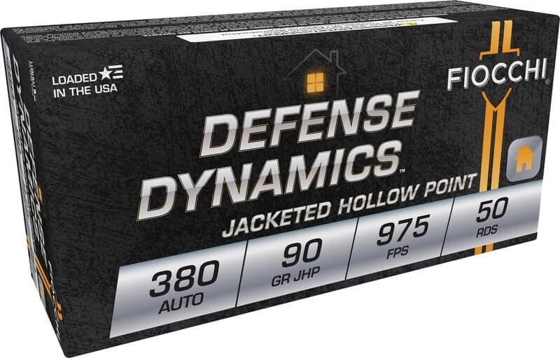 Fiocchi Defense Dynamics, 380 Auto, 90 Grain, Jacketed Hollow Point