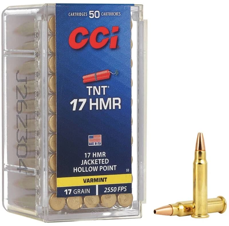 CCI TNT, 17 HMR, 17 Grain, Jacketed Hollow Point, 2550 fps