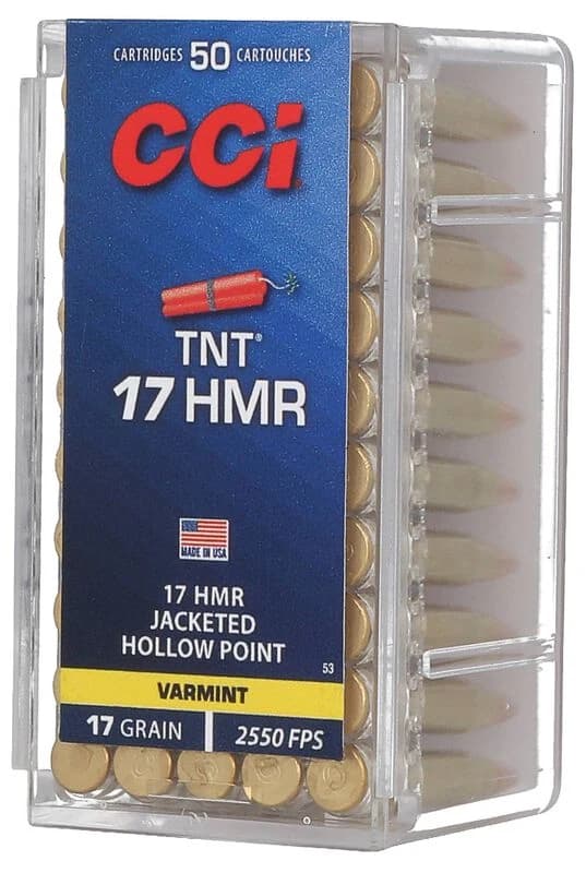 CCI TNT, 17 HMR, 17 Grain, Jacketed Hollow Point, 2550 fps