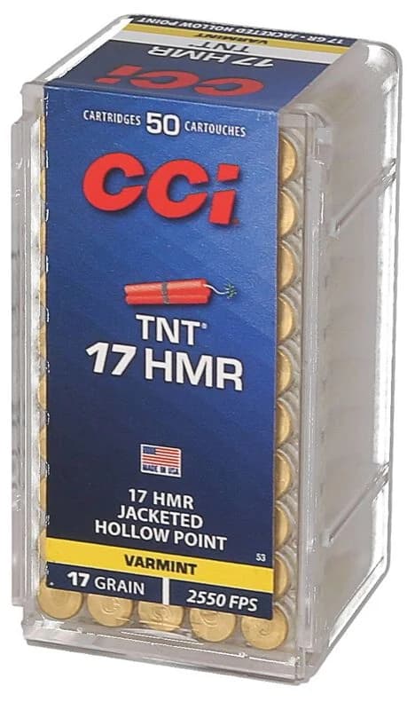 CCI TNT, 17 HMR, 17 Grain, Jacketed Hollow Point, 2550 fps